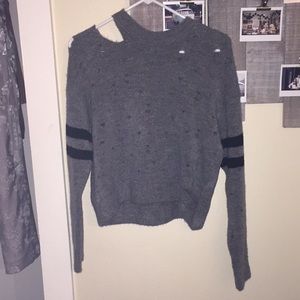 Grey distressed sweater